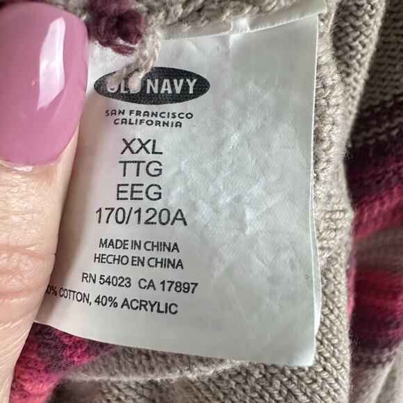 Old Navy Heavy Knit Cardigan Size XXL Brown Red Open Waterfall Casual Classic - Picture 7 of 10